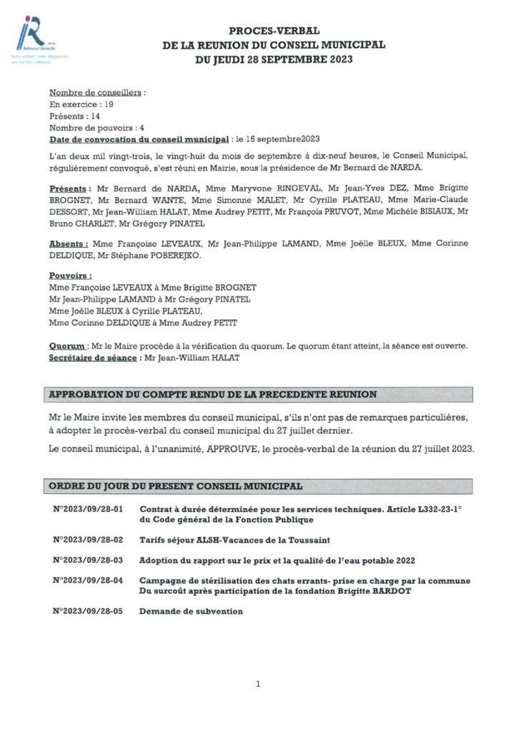 PC Conseil Municipal 28 Septembre 2023